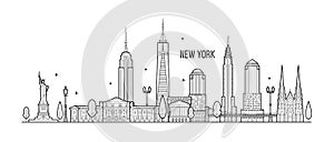 New York skyline USA big city buildings vector