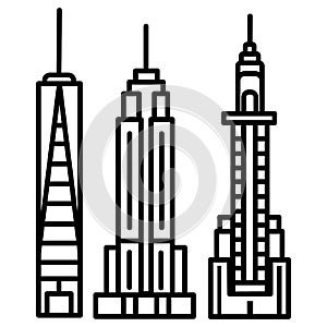 New york skyline vector line icon, sign, illustration on background, editable strokes