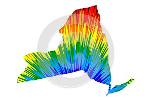 New York state - map is designed rainbow abstract colorful pattern