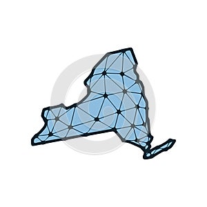 New York state map polygonal illustration made of lines and dots