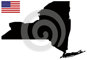 New York State map with USA flag - state in the northeastern United States