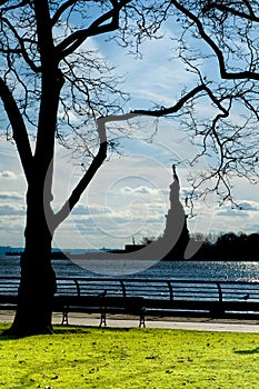 New York statue of liberty vertical silhouette