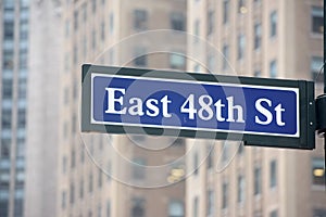 New york street sign: East 48th STreet