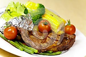 New York Strip Steak with Vegetables