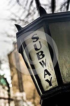 New York subway entrance sign