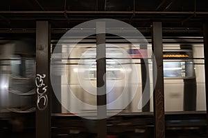 A New York Subway Train in Movement