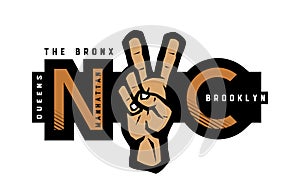 New York T-shirt Printing design. NYC emblem. Vector illustration.