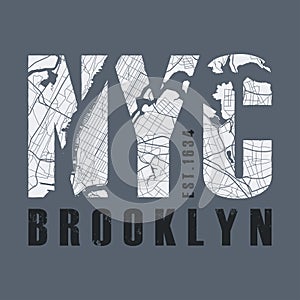 New York tee print. T-shirt design graphics stamp label typography.