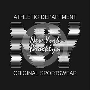 New York typography graphics. Brooklyn print for t-shirt, design of athletic clothes. Stamp for sport original apparel. Vector.