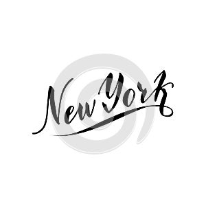 New York typography text. Travel banner. Trendy lettering font design. Print for card, t-shirt, souvenir. Vector