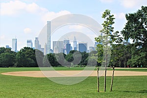 New York, United States - Central Park and sky towers of Manhattan seen from the park