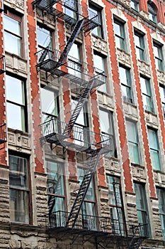 New York, United States - Fire stairs on the building in NYC