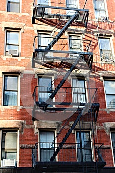 New York, United States - Fire stairs on the building in NYC