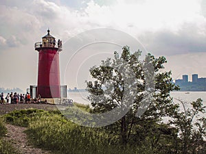 New York - United States - People visiting The Little Red Lighthouse