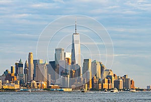 New york,usa, 08-25-17: new york city skyline  at night with reflection in hudson river