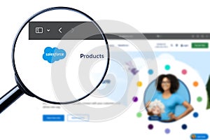 New York, USA - 21 July 2023: Salesforce website page close up, Illustrative Editorial.