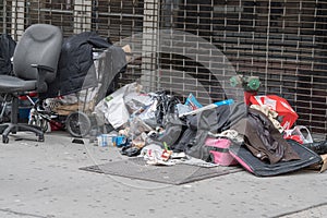 NEW YORK, USA - APRIL 21 2017 - homeless in the street