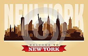 New York USA city skyline vector silhouette