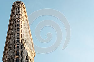 New York USA. classic old Flat Iron building, architecture and skyscrapers against bluesky, Manhattan,