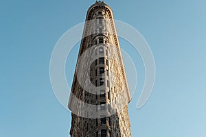 New York USA. classic old Flat Iron building, architecture and skyscrapers against bluesky, Manhattan,