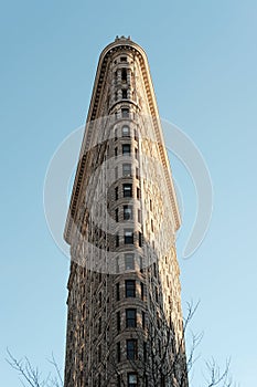 New York USA. classic old Flat Iron building, architecture and skyscrapers against bluesky, Manhattan,