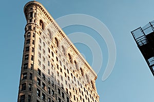 New York USA. classic old Flat Iron building, architecture and skyscrapers against bluesky, Manhattan,