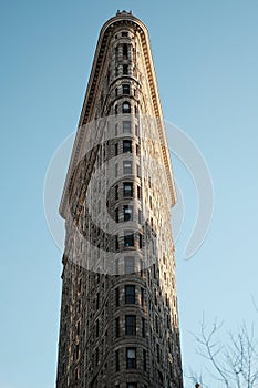 New York USA. classic old Flat Iron building, architecture and skyscrapers against bluesky, Manhattan,