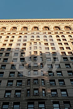 New York USA. classic old Flat Iron building, architecture and skyscrapers against bluesky, Manhattan,