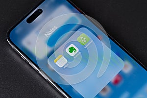 Notes application on iphone menu