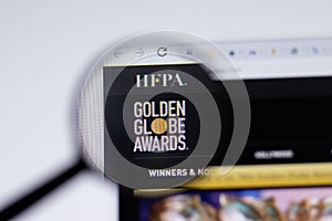 New York, USA - 17 February 2021: Golden Globes logo close up on website page, Illustrative Editorial