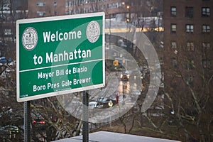 NEW YORK, USA - FEBRUARY 24, 2018: Welcome to Manhattan, Mayor Bill de Blasio