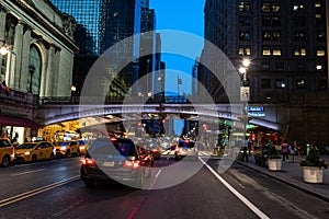 New York, USA - June 22, 2019:  Grand Central Terminal and Pershing Square Plaza in the evening - image