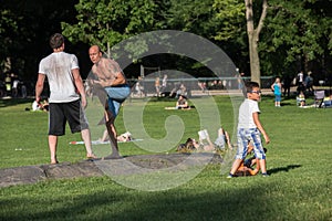 NEW YORK - USA - 14 JUNE 2015 people in central park on sunny sunday