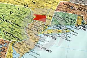 New York on the USA map. Travel in the USA photo