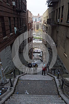 NEW YORK, USA,-NOVEMBER 31,2019: The famous staircase in Bronx, where some scenes from the Joker were shot