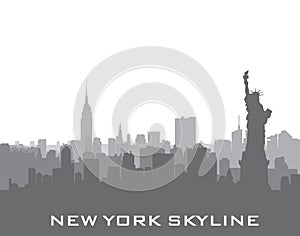 New York, USA skyline background. City silhouette with Liberty statue