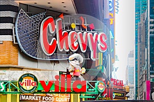 Chevy`s restaurant sign near Times Square