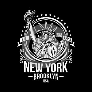 New York Vintage Emblem Vector Illustration On Black