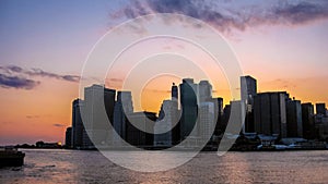 New York waterfront at sunset