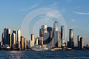 New York west side at sunset, panoramic view on Hudson River