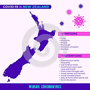 New Zealand - Australian Continent Countries. Covid-29, Corona Virus Map Infographic Template EPS 10