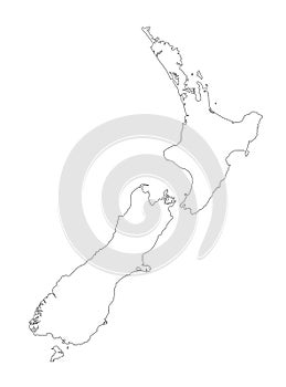 New Zealand Black Outline Map Vector Illustration