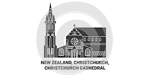 New Zealand, Christchurch, Christchurch Cathedral travel landmark vector illustration