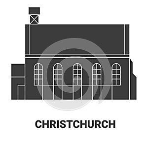 New Zealand, Christchurch travel landmark vector illustration