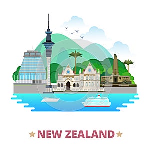 New Zealand country design template Flat cartoon s