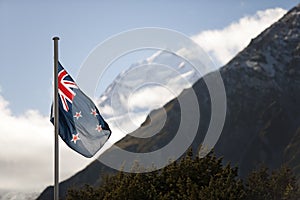 New Zealand Flag and Aoraki/Mount Cook