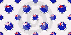 New Zealand flag seamless pattern. Vector circle icons. Rounded geometric flags symbols. New Zealands background