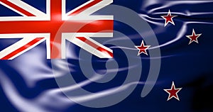 New Zealand flag in the wind. 3D illustration