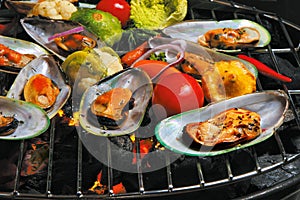 New Zealand Grilled Mussels