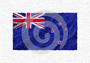 New Zealand hand painted waving national flag.